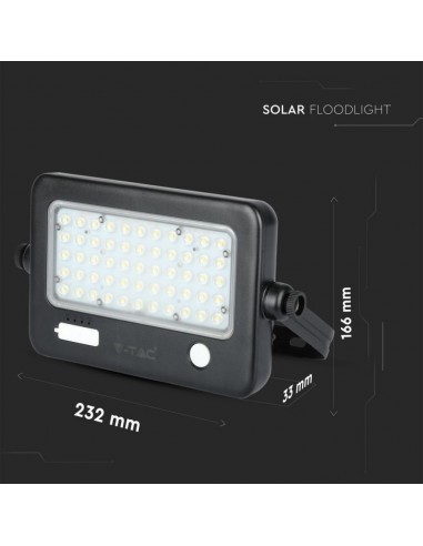 8674-Faro LED con Pannello Solare  con Sensore PIR e USB Batteria LiFePO Colore Nero  -3
