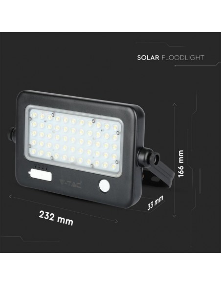 8674-Faro LED con Pannello Solare  con Sensore PIR e USB Batteria LiFePO Colore Nero  -3