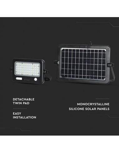 8674-Faro LED con Pannello Solare  con Sensore PIR e USB Batteria LiFePO Colore Nero  -6