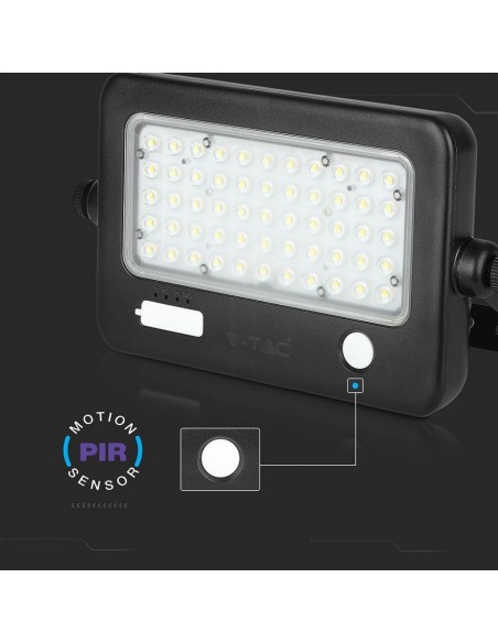8674-Faro LED con Pannello Solare  con Sensore PIR e USB Batteria LiFePO Colore Nero  -7