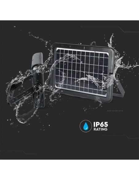 Faro LED con Pannello Solare 10W con Sensore PIR e USB Batteria LiFePO4 Nero 4000K IP65