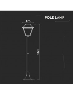 8687-Lampione LED con Portalampada a Lanterna in Vetro E Colore Nero Opaco h cm IP-1 2