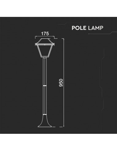 8687-Lampione LED con Portalampada a Lanterna in Vetro E Colore Nero Opaco h cm IP-2