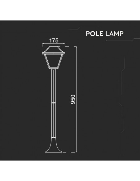 8687-Lampione LED con Portalampada a Lanterna in Vetro E Colore Nero Opaco h cm IP-2