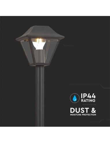 8687-Lampione LED con Portalampada a Lanterna in Vetro E Colore Nero Opaco h cm IP-7