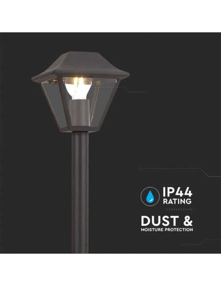 8687-Lampione LED con Portalampada a Lanterna in Vetro E Colore Nero Opaco h cm IP-7