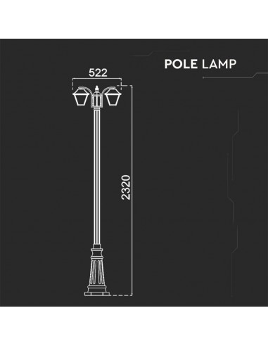 8688-Lampione LED con Doppio Portalampada a Lanterna xE Colore Nero Opaco h cm IP-2