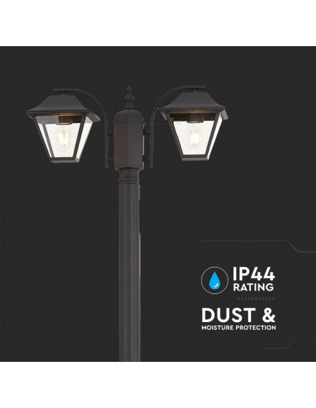 8688-Lampione LED con Doppio Portalampada a Lanterna xE Colore Nero Opaco h cm IP-7