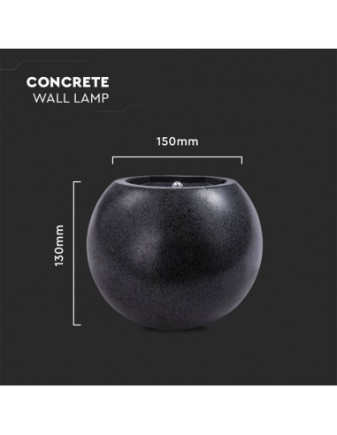 8690-Lampada LED da Muro Rotonda G Max  in Cemento Colore Grigio Scuro IP-3