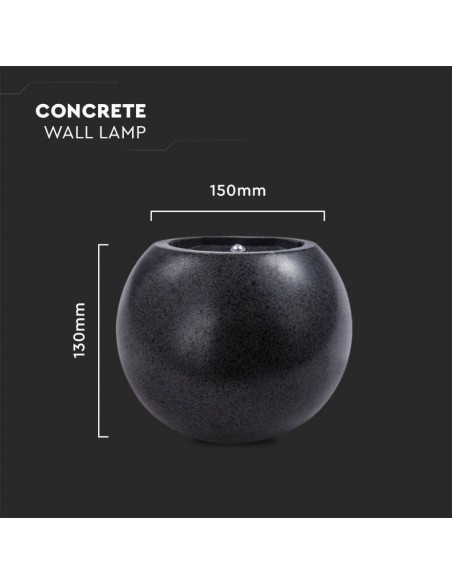 8690-Lampada LED da Muro Rotonda G Max  in Cemento Colore Grigio Scuro IP-3