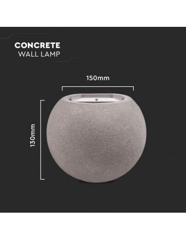 8691-Lampada LED da Muro Rotonda G Max  in Cemento Colore Grigio Chiaro IP-3 8691-Lampada LED da Muro Rotonda G Max  in Cemento Colore Grigio Chiaro IP-3