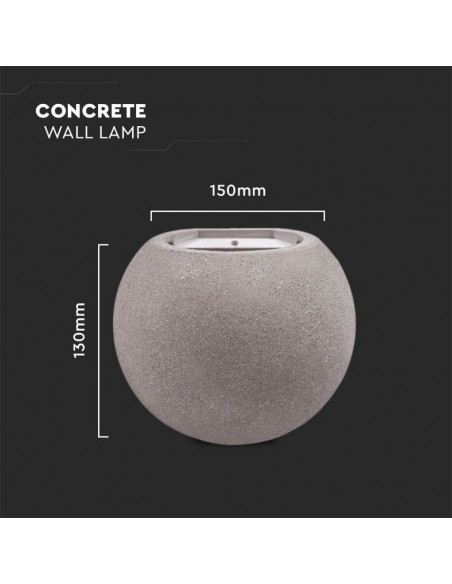 8691-Lampada LED da Muro Rotonda G Max  in Cemento Colore Grigio Chiaro IP-3