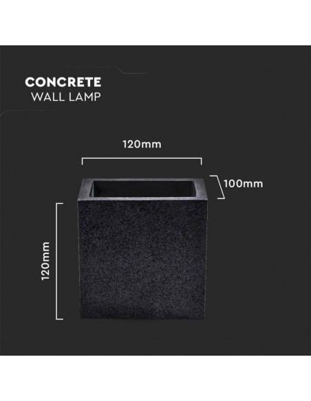8692-Lampada LED da Muro Quadrata G Max  in Cemento Colore Grigio Scuro IP-3