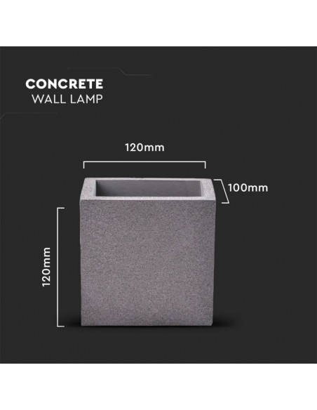 8693-Lampada LED da Muro Quadrata G Max  in Cemento Colore Grigio Chiaro IP-3