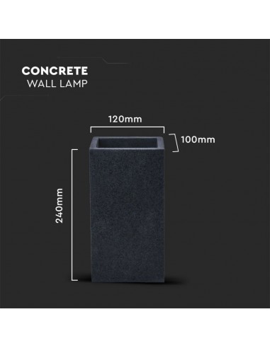 8694-Lampada LED da Muro Rettangolare G Max x in Cemento Colore Grigio Scuro IP-3