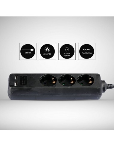8777-Multipresa con Cavo m e x Prese Schuko A-6