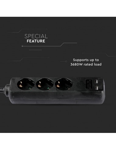 8777-Multipresa con Cavo m e x Prese Schuko A-7