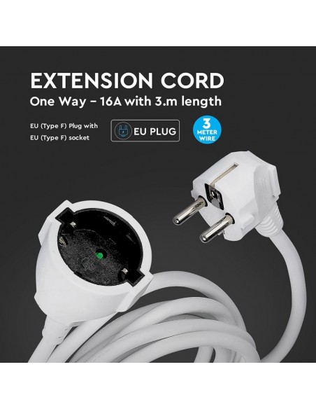 8778-lunga Cavo m con Spina Schuko A e Presa Schuko A Colore Bianco-5