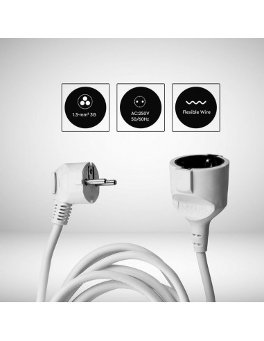 8778-lunga Cavo m con Spina Schuko A e Presa Schuko A Colore Bianco-6