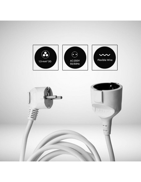 8778-lunga Cavo m con Spina Schuko A e Presa Schuko A Colore Bianco-6