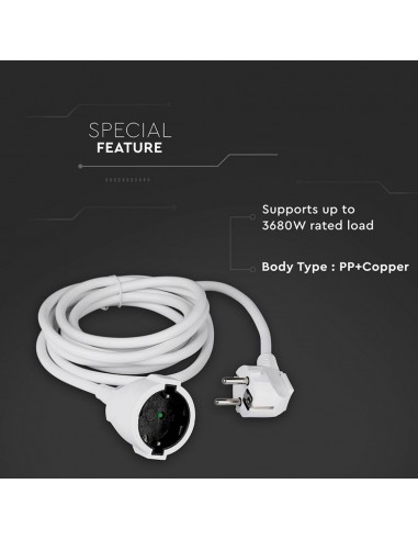 8778-lunga Cavo m con Spina Schuko A e Presa Schuko A Colore Bianco-7