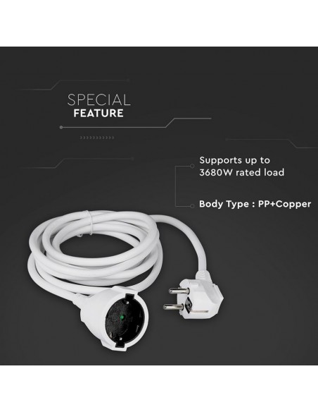 8778-lunga Cavo m con Spina Schuko A e Presa Schuko A Colore Bianco-7
