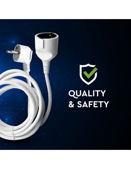 Prolunga Cavo 3m con Spina Schuko 16A e Presa Schuko 16A Bianco