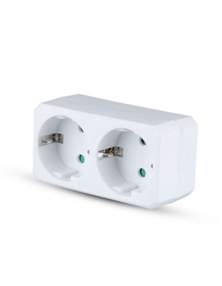 Adattatore Multipresa con 2x Prese Schuko 10/16, Spina Schuko 16A Bianco