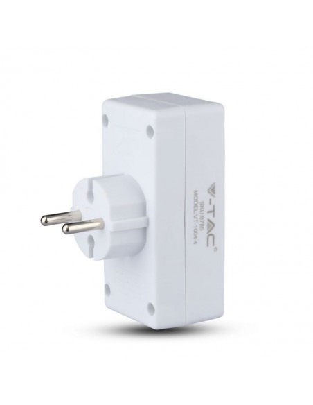 Adattatore Multipresa con 4x Prese EU Plug 10A, Spina Schuko Bianco