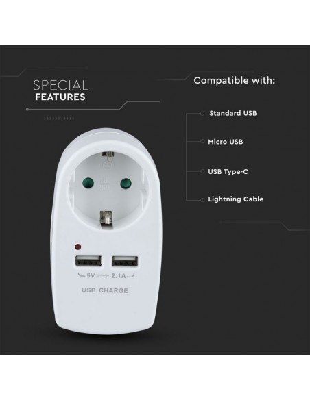 8795-Adattatore Multipresa con Presa Bipasso/Schuko A-3