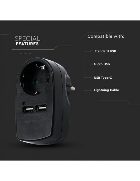 8796-Adattatore Multipresa con Presa Bipasso/Schuko A-5