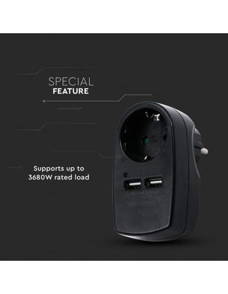 8796-Adattatore Multipresa con Presa Bipasso/Schuko A-6