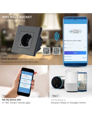 8797-Presa Wifi EU da Muro Compatibile ad Amazon Alexa Google Home e Nest Colore Nero-5