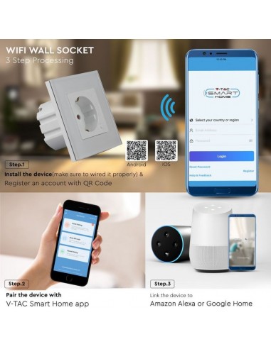 8798-Presa Wifi EU da Muro Compatibile ad Amazon Alexa Google Home e Nest Colore Bianco-5