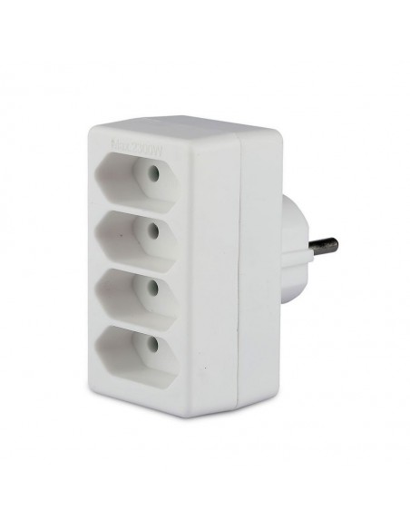 Adattatore Multipresa con 4x Prese EU Plug 2.5A, Spina Schuko Bianco