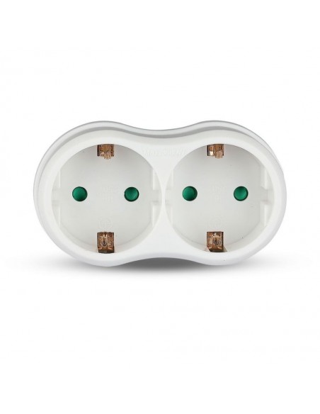 Adattatore Multipresa con 2x Prese Schuko 10/16, Spina Schuko 16A Bianco