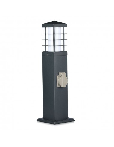 8822-Multipresa da Giardino a Colonna con Portalampada E e  Prese A in Acciaio Inossidabile h mm Colore Grigio Scuro IP-1