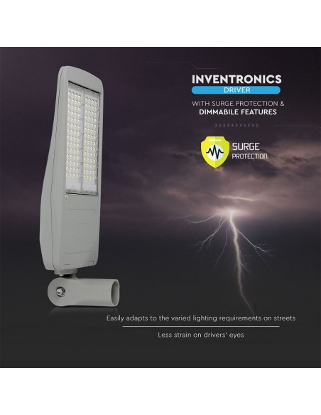 Armatura Stradale LED Chip Samsung Classe II 100W 140LM/W Grigio 5700K Dimmerabile