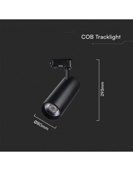 8842-Faretto LED COB  per Binario Trifase Colore Nero  CRI CCT in-3