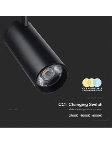 8842-Faretto LED COB  per Binario Trifase Colore Nero  CRI CCT in-7