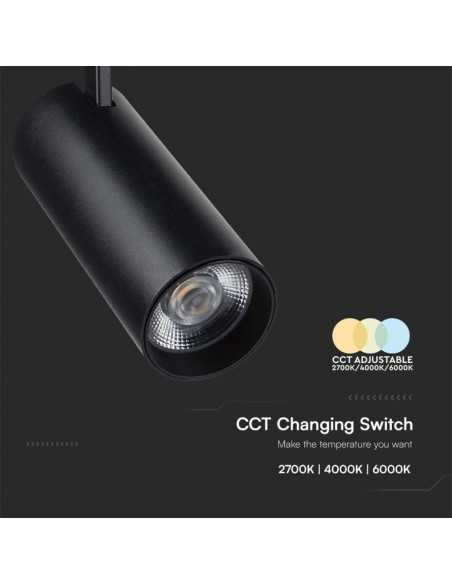 8842-Faretto LED COB  per Binario Trifase Colore Nero  CRI CCT in-7