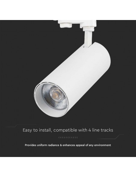 Faretto LED COB da binario 3in1 da 40W Corpo bianco