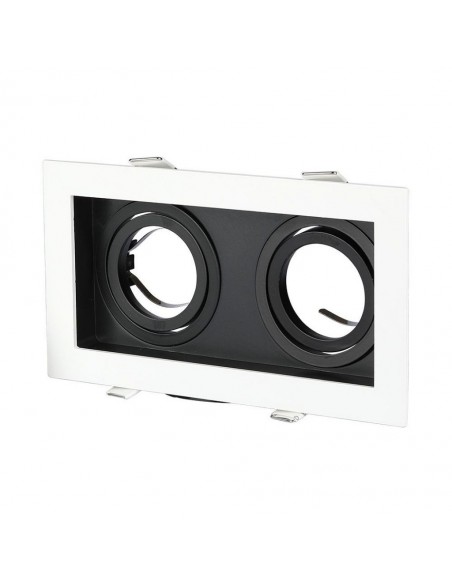 8877-Portafaretto LED Doppio da Incasso xGU e GU MR Orientabili Colore Bianco e Nero-1