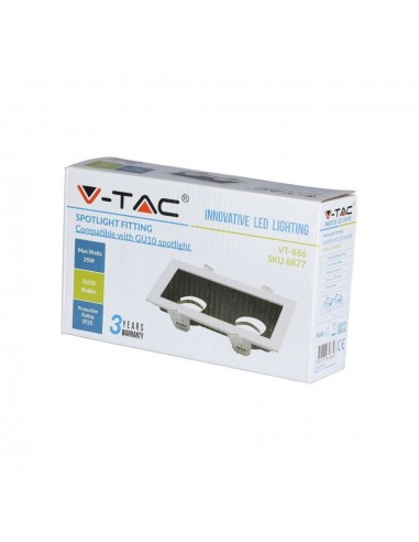 8877-Portafaretto LED Doppio da Incasso xGU e GU MR Orientabili Colore Bianco e Nero-2