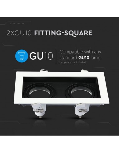 8877-Portafaretto LED Doppio da Incasso xGU e GU MR Orientabili Colore Bianco e Nero-5
