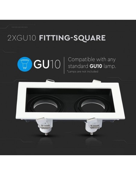 8877-Portafaretto LED Doppio da Incasso xGU e GU MR Orientabili Colore Bianco e Nero-5