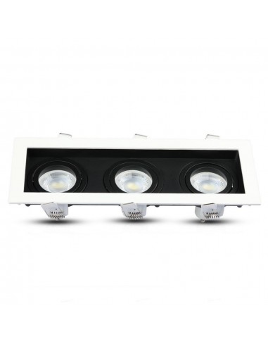 8878-Portafaretto LED Triplo da Incasso rettangolare xGU e GU MR Orientabili Colore Bianco e Nero-7