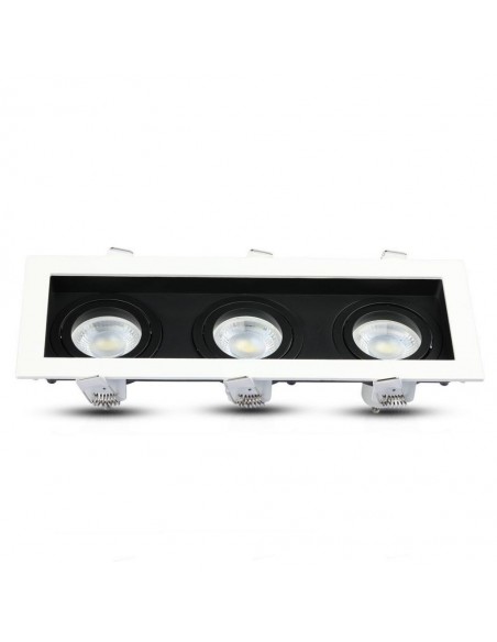 8878-Portafaretto LED Triplo da Incasso rettangolare xGU e GU MR Orientabili Colore Bianco e Nero-7