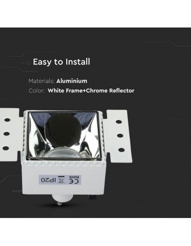 8880-Portafaretto LED da Incasso Quadrato GU Colore Bianco e Cromato-6