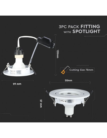 8883-Portafaretto LED da Incasso Rotondo  con Faretto GU Colore Bianco  Confezione  Pezzi-4
